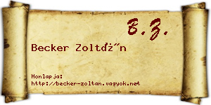 Becker Zoltán névjegykártya